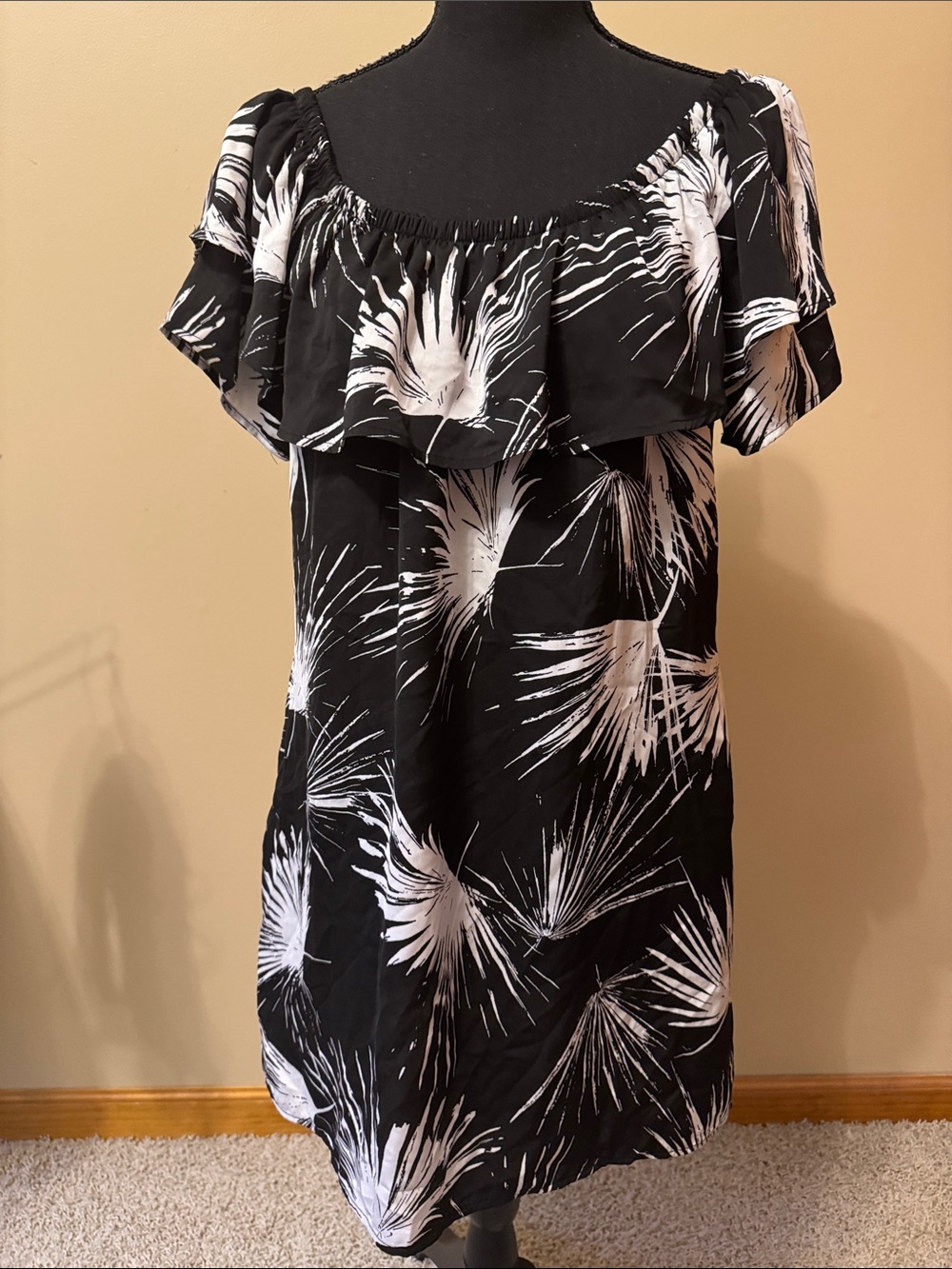 La Blanca Black and White Ruffle Off-Shoulder Swim Coverup